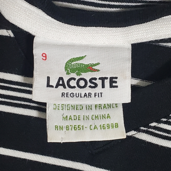 Lacoste Vintage Men's Regular Fit Striped V-neck Short Sleeve T-Shirt. Size: 9 - Picture 5 of 8